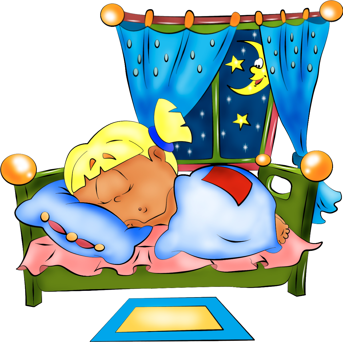 Сон ребенка. Кроватка мультяшка. Дети спят в детском саду.